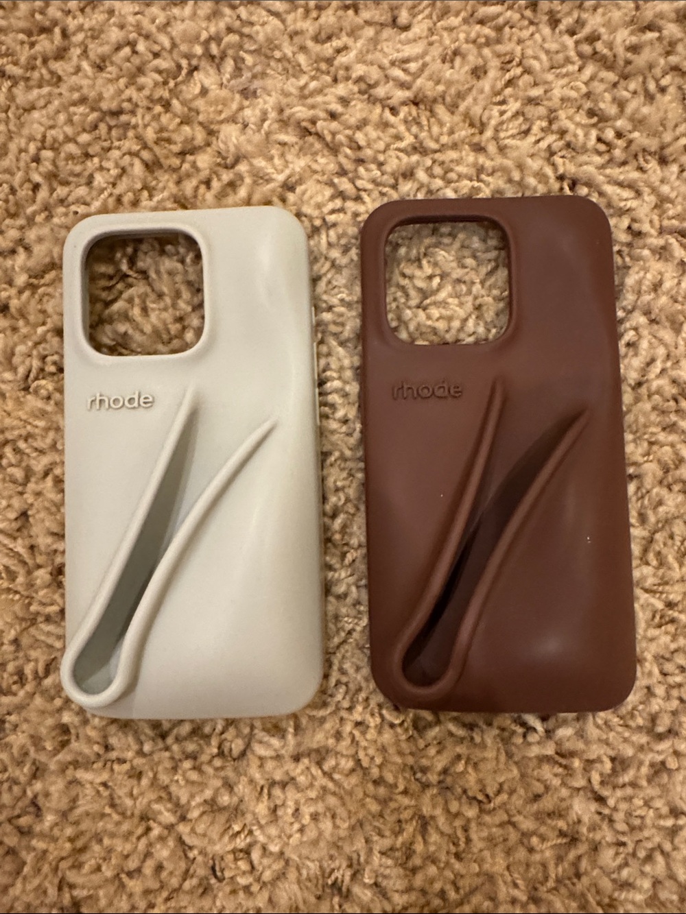 rhode Silicone Phone Case with Strap - gray and Brown